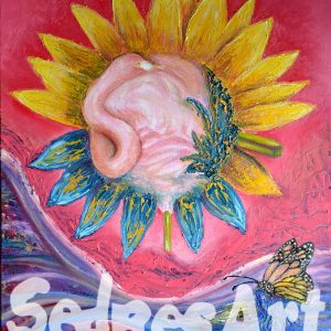 flemish surrealist painting on sunflower