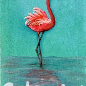 flamingo art painting