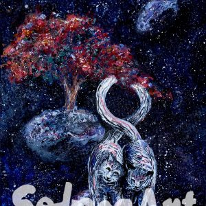 painting of cats in space