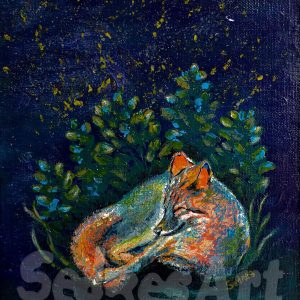 sleeping fox painting