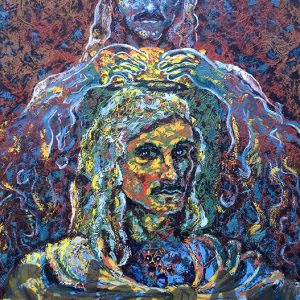 abstract dual portrait painting