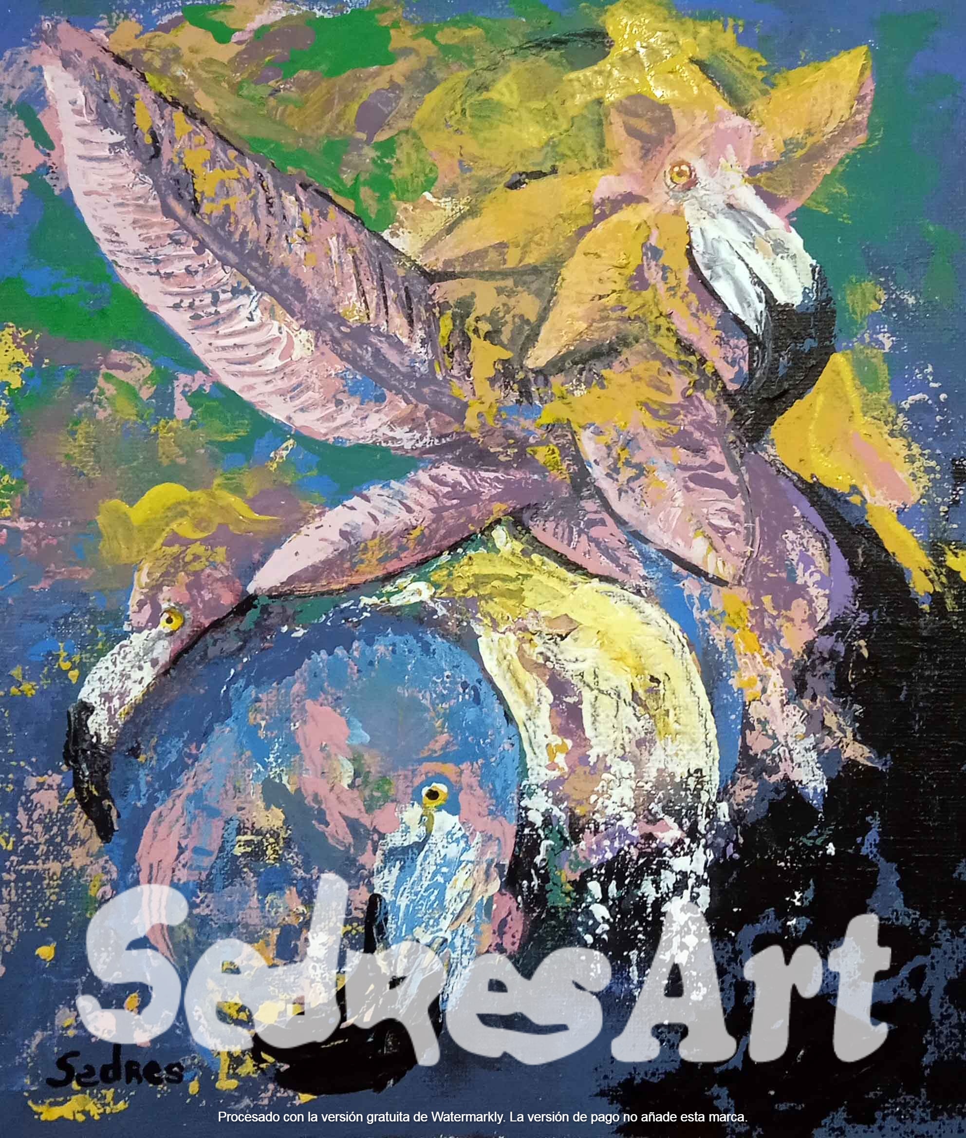 abstract painting of flamingos abstract painting of flamingos