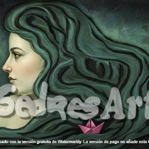 surreal woman with flowing hair