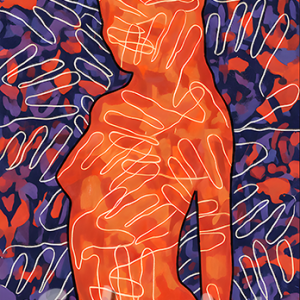 hands and girl, abstract silhouette digital art
